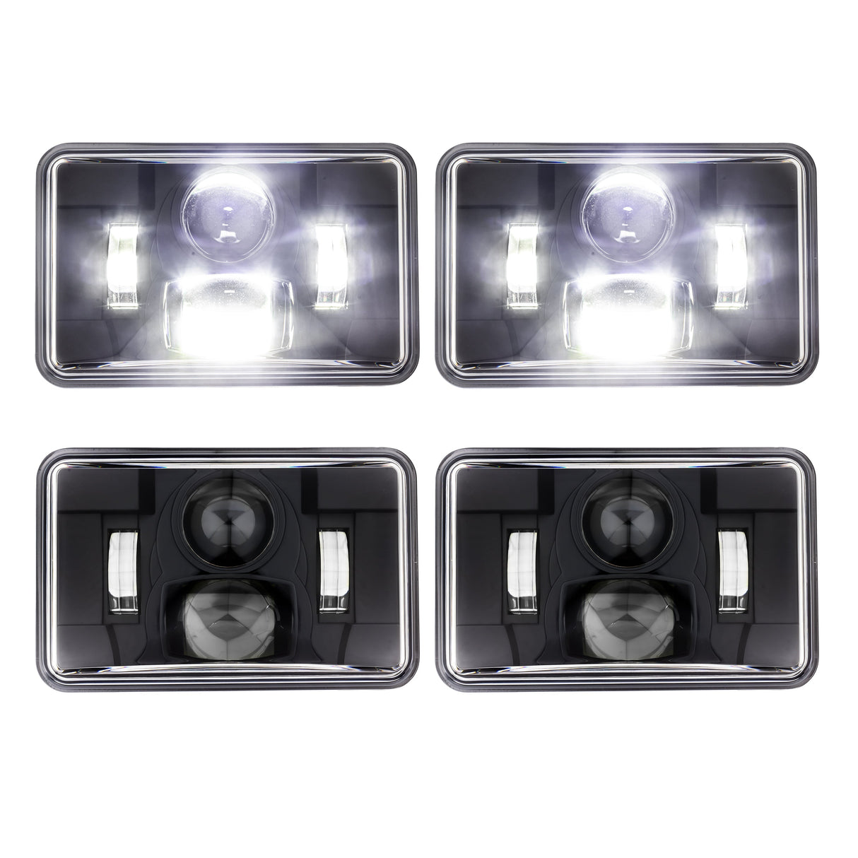 Eagle Lights Black 4 x 6 LED Headlights - Four Pack (Two High Beam / Two Low Beam)