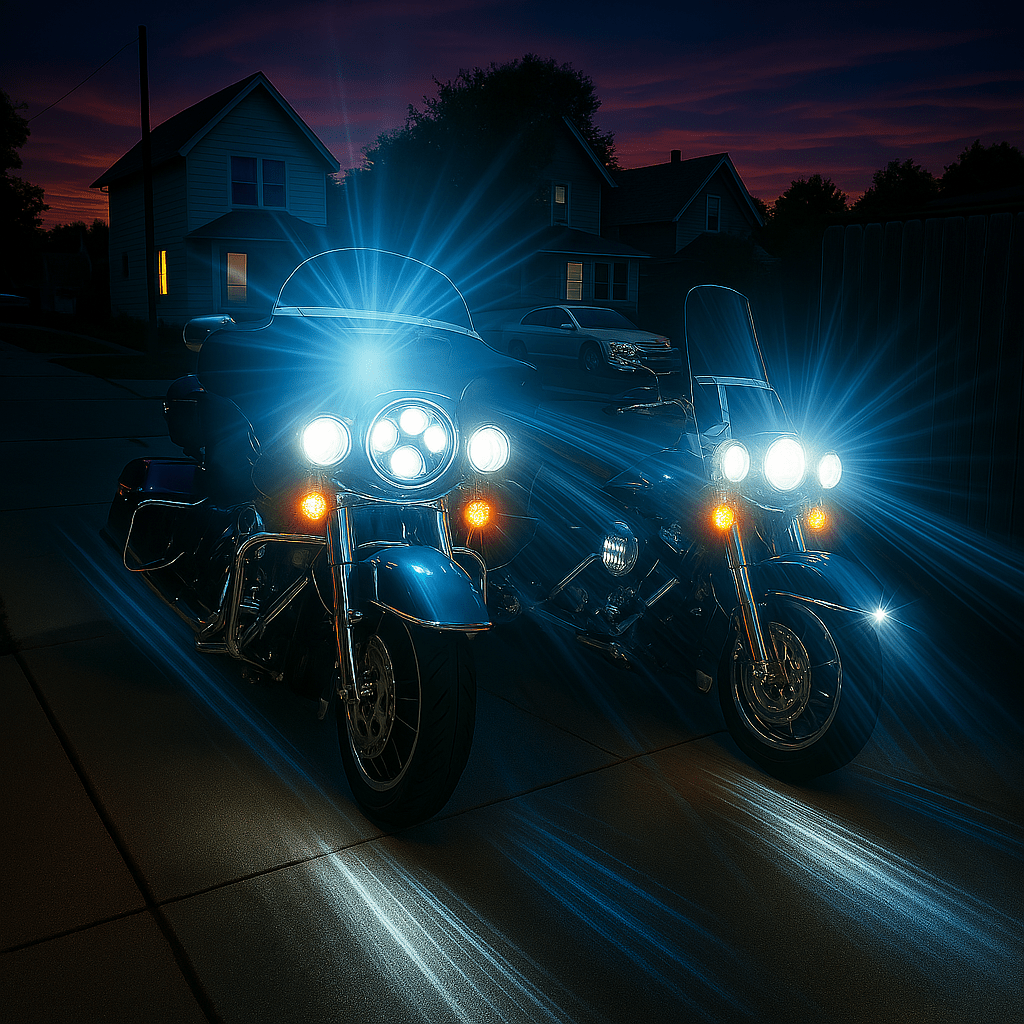 Eagle Lights 7" LED Headlight and 4.5" LED Passing Light Kit for Harley-Davidson® and Indian® Motorcycles - Generation I / Chrome