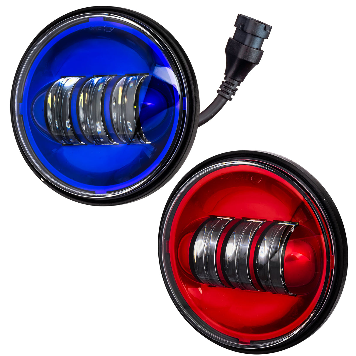 Eagle Lights Color Matched 4.5" Red and Blue LED Passing Lamp Kit for Harley-Davidson® and Others