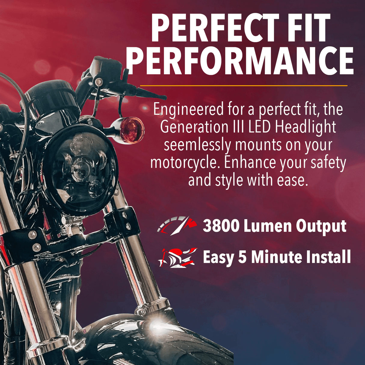 Eagle Lights 5 3/4" LED Headlight Kit for Harley-Davidson® and Indian® Motorcycles - Generation III