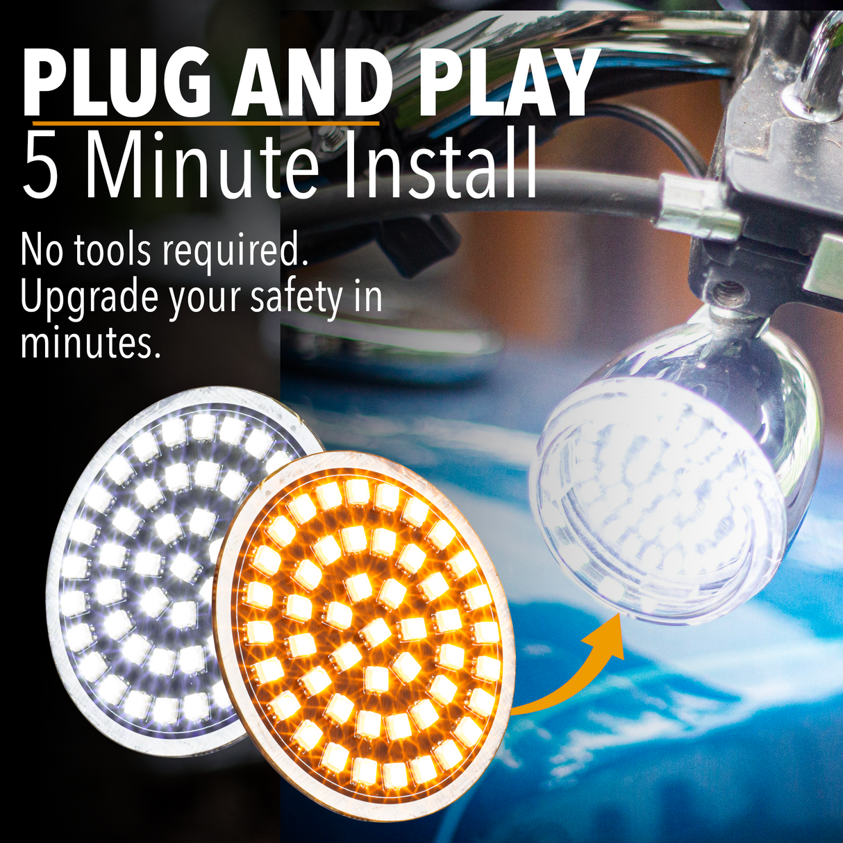 Eagle Lights Midnight Edition Front and Rear LED Turn Signals Kit for Harley-Davidson® Motorcycles - 1157 Front / 1156 Red Rear