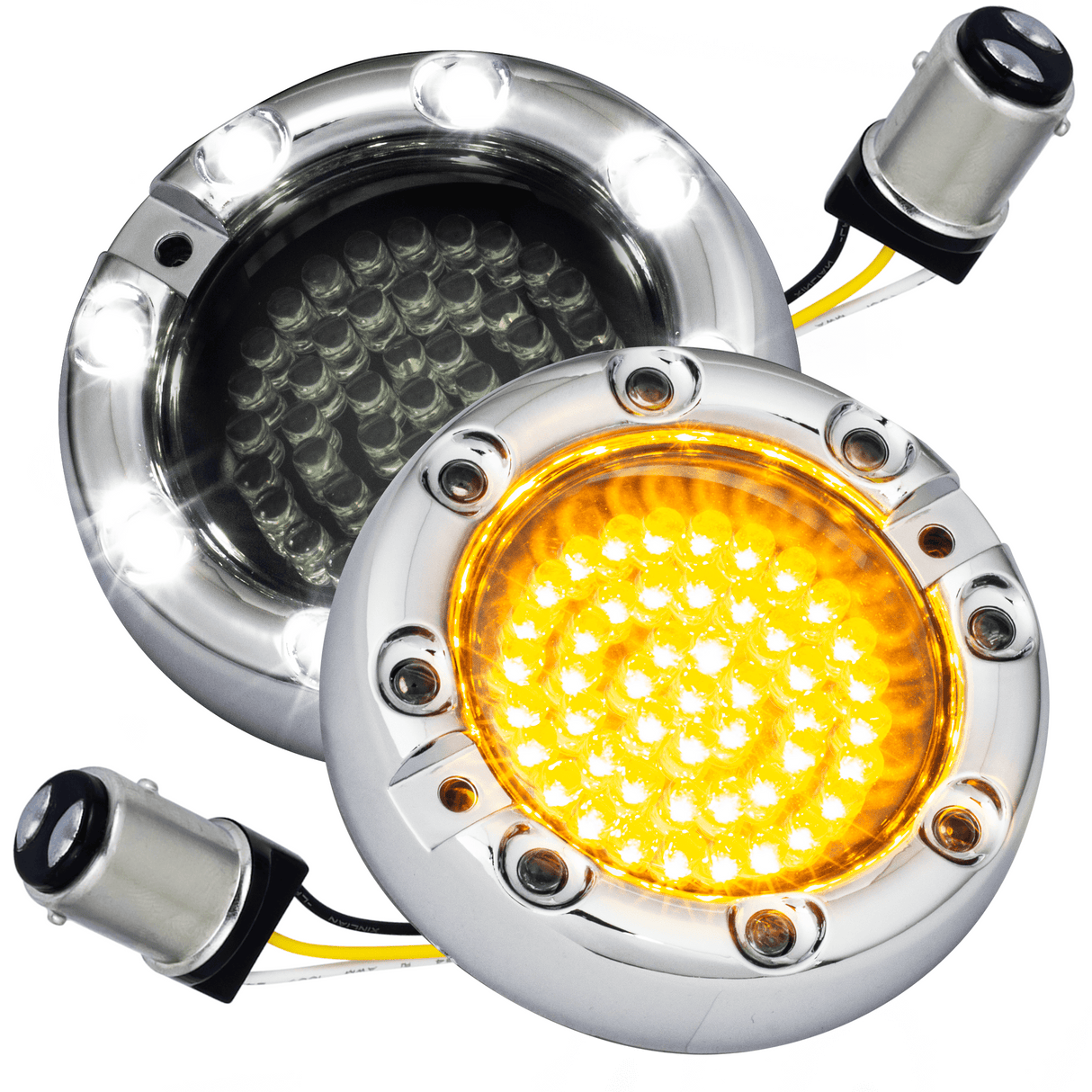 Eagle Lights 3 1/4” Infinity Beam Front LED Turn Signals with Running LED Light Ring for Harley-Davidson® Motorcycles