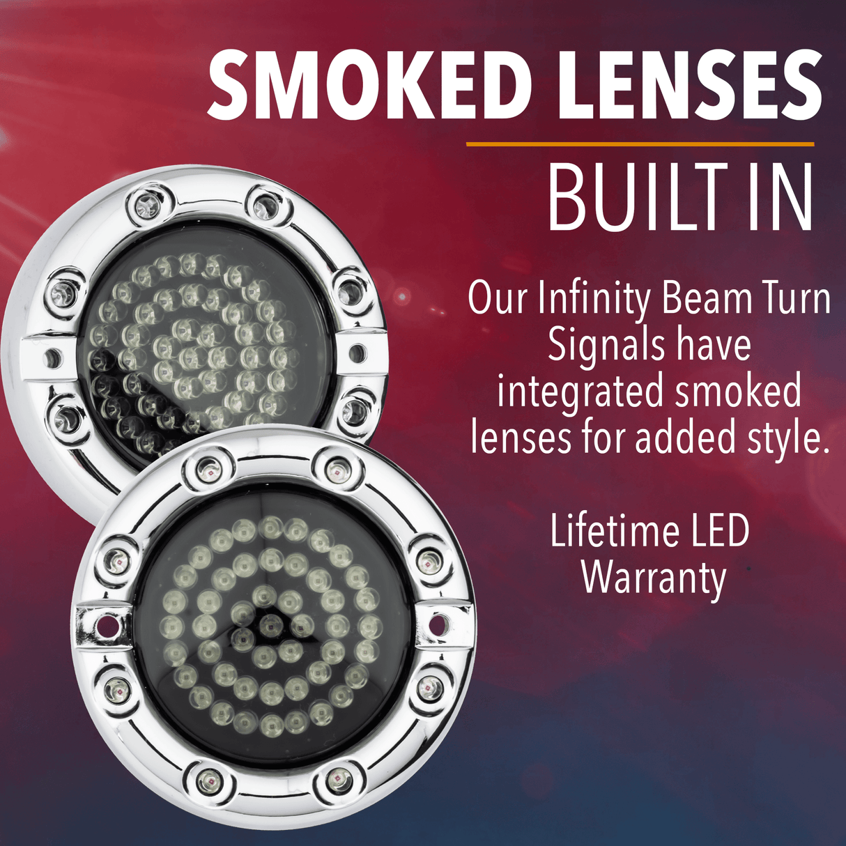 Eagle Lights 3 1/4” Infinity Beam Front and Rear LED Turn Signals with Running LED Light Ring for Harley-Davidson® Motorcycles