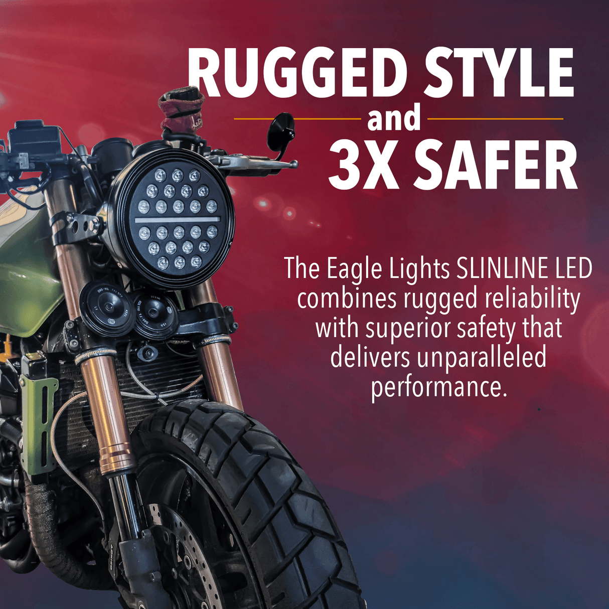 Eagle Lights 7" SLIM LINE Multi LED Projection Headlight - Black - Fits All 7" Harley-Davidson® and Indian® Headlight Buckets