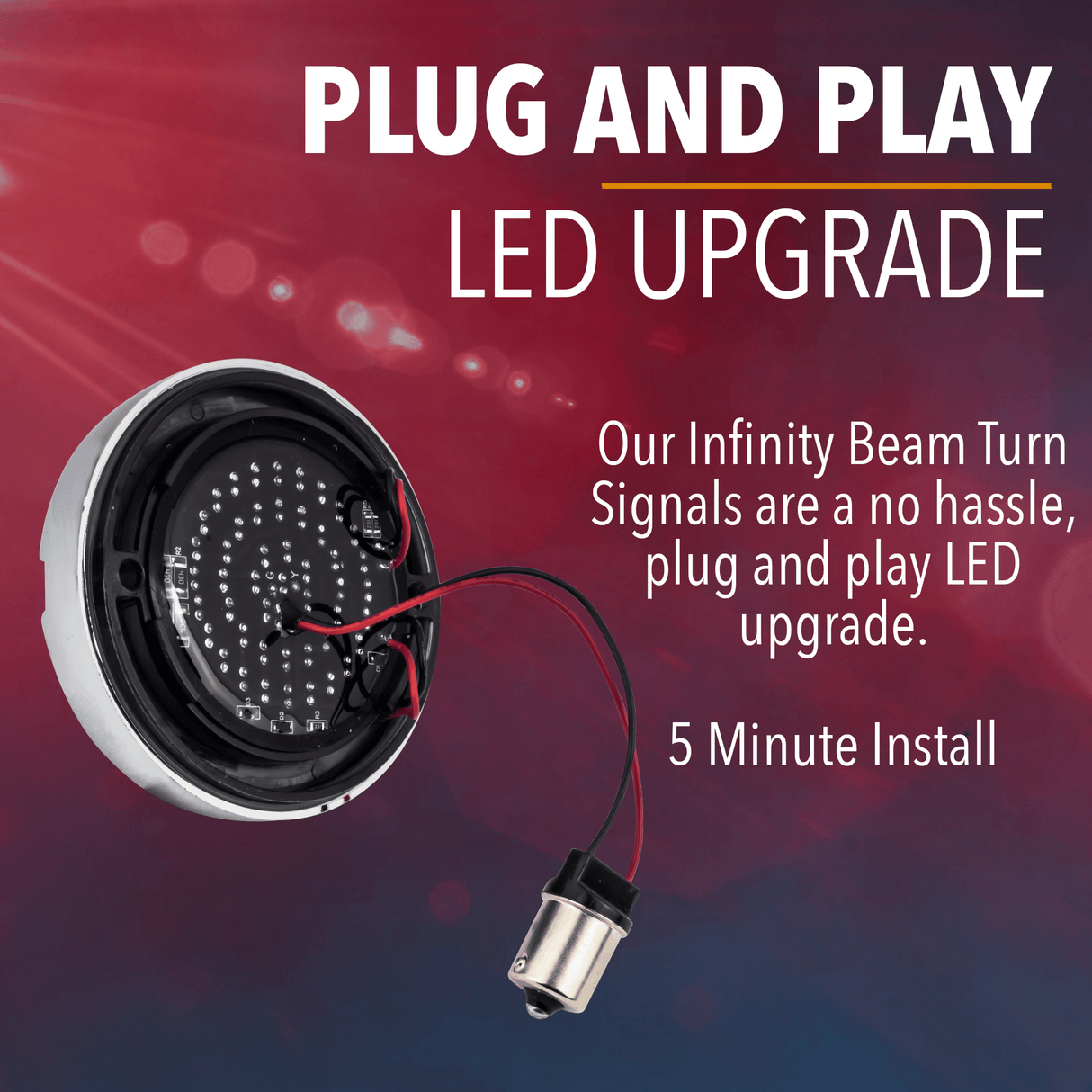 Eagle Lights 3 1/4” Infinity Beam Front and Rear LED Turn Signals with Running LED Light Ring for Harley-Davidson® Motorcycles