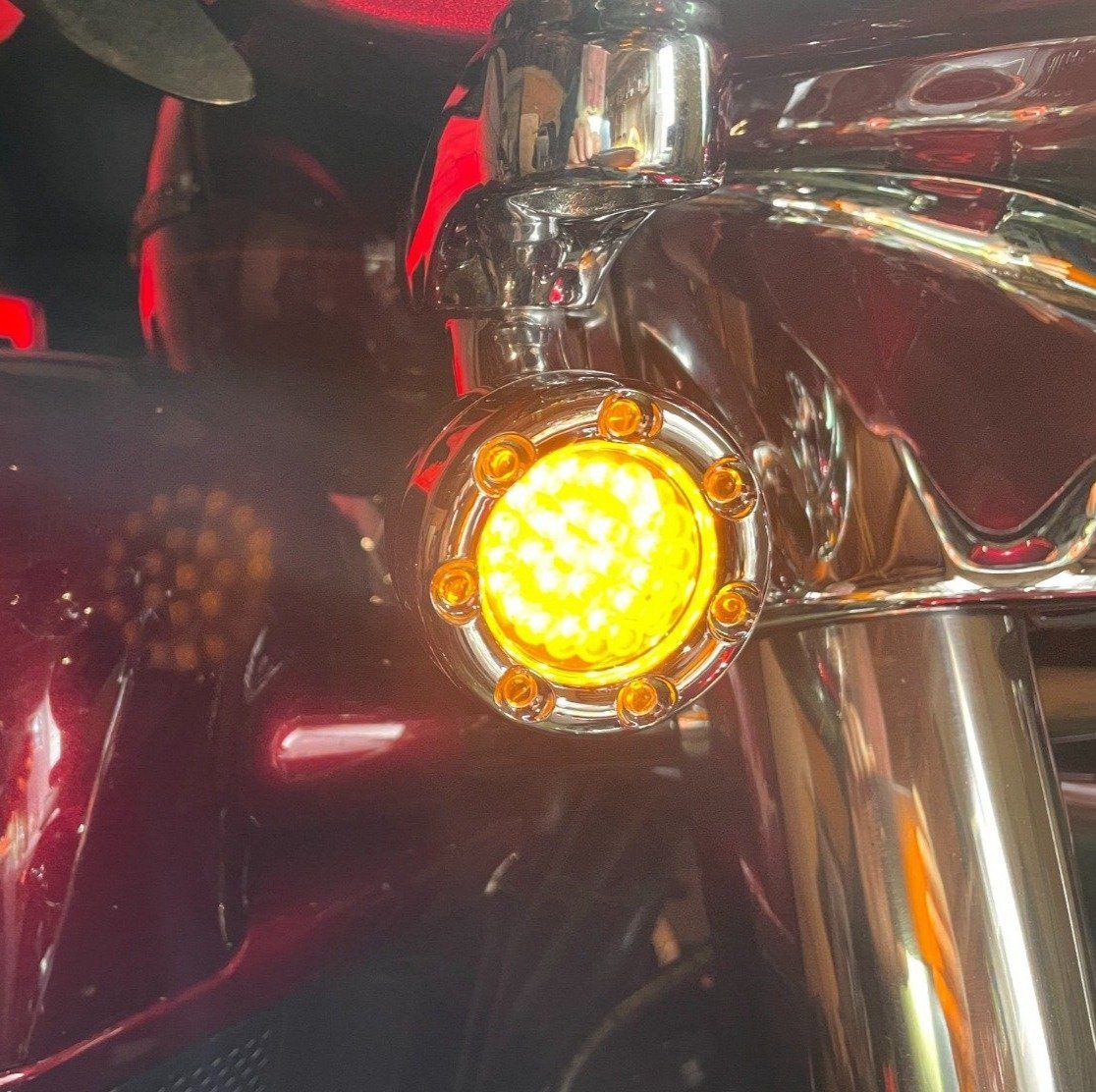 Eagle Lights 2” Infinity Beam Front and Rear (1157) LED Turn Signal Kit w/ Running LED Light Ring Covers for Harley-Davidson® Motorcycles