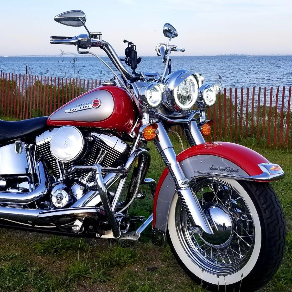 Eagle Lights 7" LED Headlight and 4.5" LED Passing Light Kit with Halo Rings for Harley-Davidson® & Indian® Motorcycles - Generation III / Chrome / Halo Ring