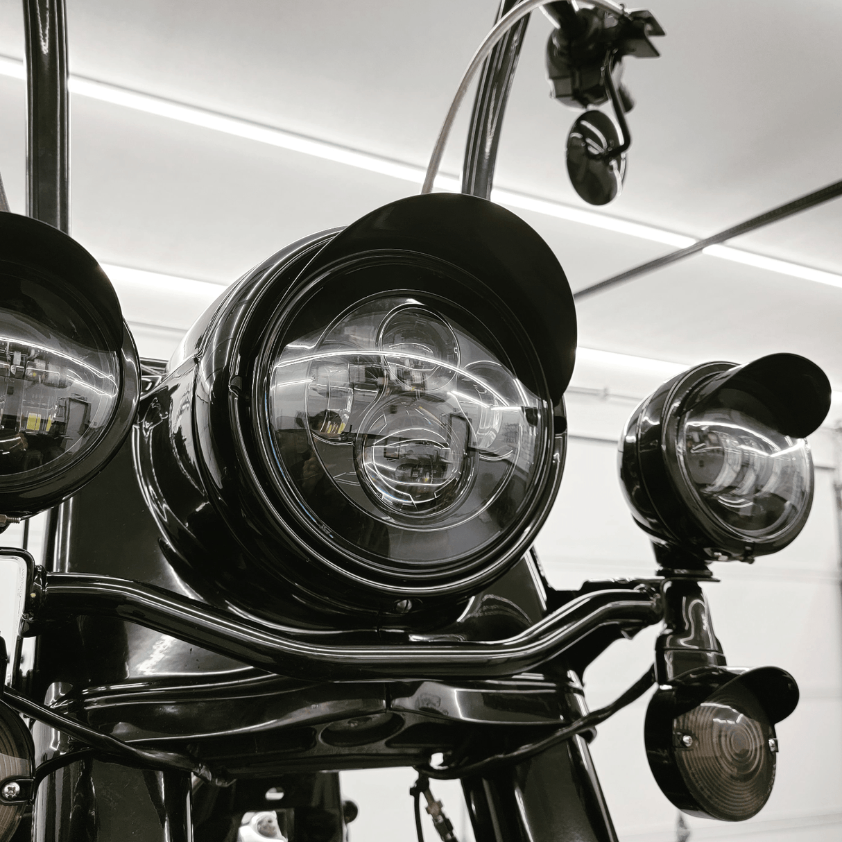 Eagle Lights 7" LED Headlight and 4.5" LED Passing Light Kit for Harley-Davidson® and Indian® Motorcycles - Generation I / Black