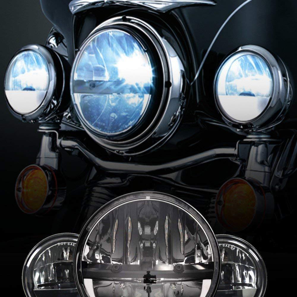 7” LED Headlight And Passing Lights - Eagle Lights Complex Reflector Series 7" Round LED Headlight With LED Passing Lights For Harley Davidson
