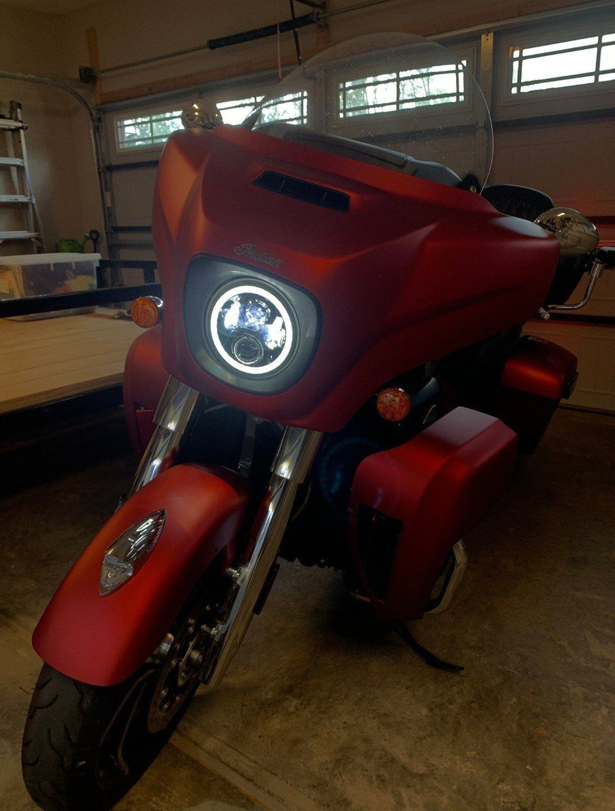 Eagle Lights 7" LED Headlight with LED Halo Ring for Harley-Davidson® and Indian® Motorcycles - Generation II / Black Kit