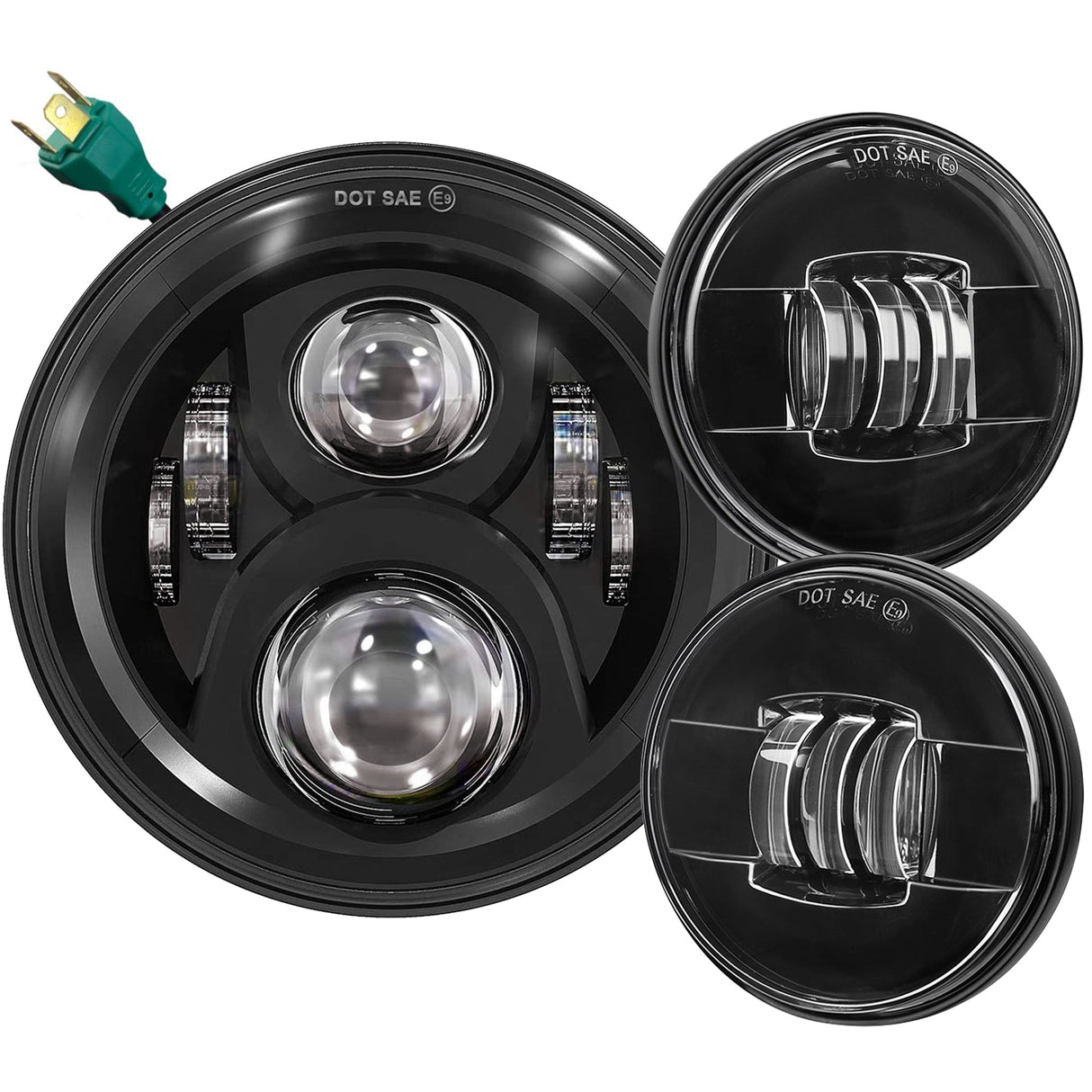 Eagle Lights 7" LED Headlight and 4.5" LED Passing Light Kit for Harley-Davidson® and Indian® - Generation II / Black