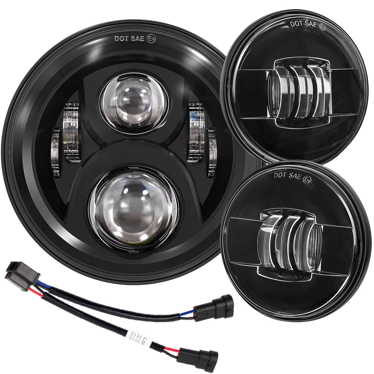 Eagle Lights 7" LED Headlight and 4.5" LED Passing Light Kit for Harley-Davidson® and Indian® - Generation II / Black