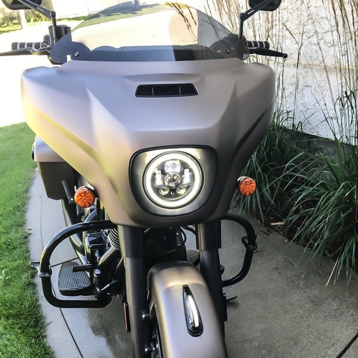 Eagle Lights 7" LED Headlight Kit with Halo Ring for Harley-Davidson® and Indian® Motorcycles - Generation III / Black