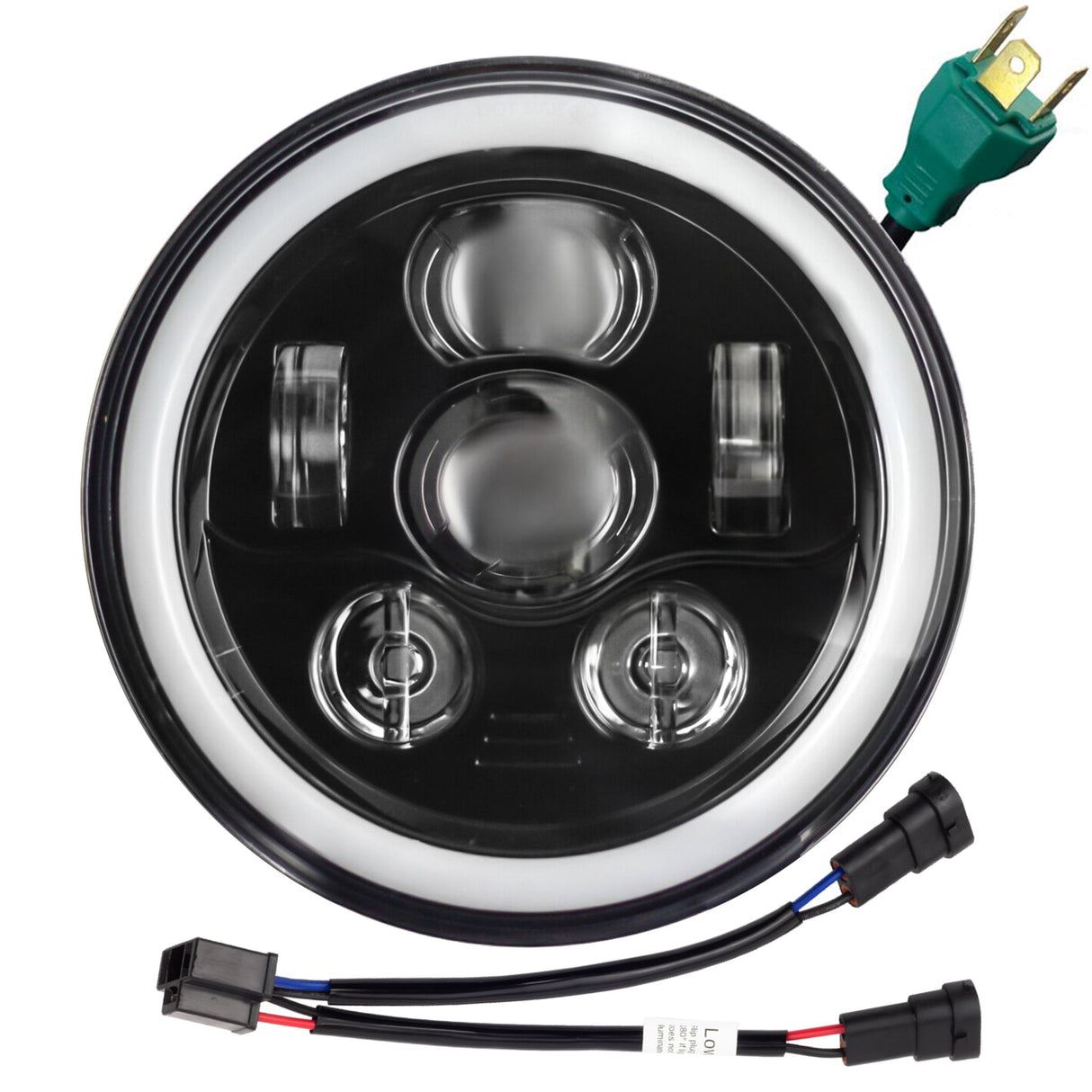 Eagle Lights 7" LED Headlight Kit with Halo Ring for Harley-Davidson® and Indian® Motorcycles - Generation III / Black