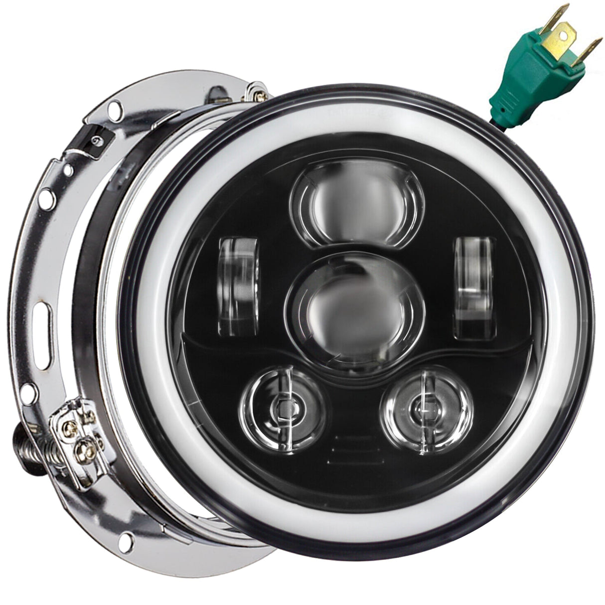 Eagle Lights 7" LED Headlight Kit with Halo Ring for Harley-Davidson® and Indian® Motorcycles - Generation III / Black