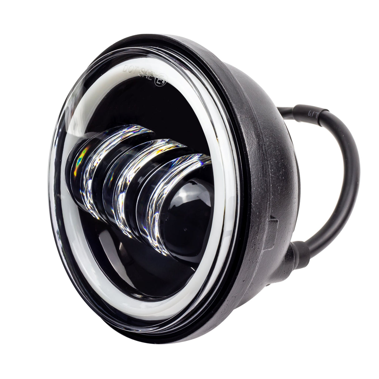 Eagle Lights 7" LED Headlight and 4.5" LED Passing Light Kit with Halo Rings for Harley-Davidson® and Indian® Motorcycles - Generation I / Black