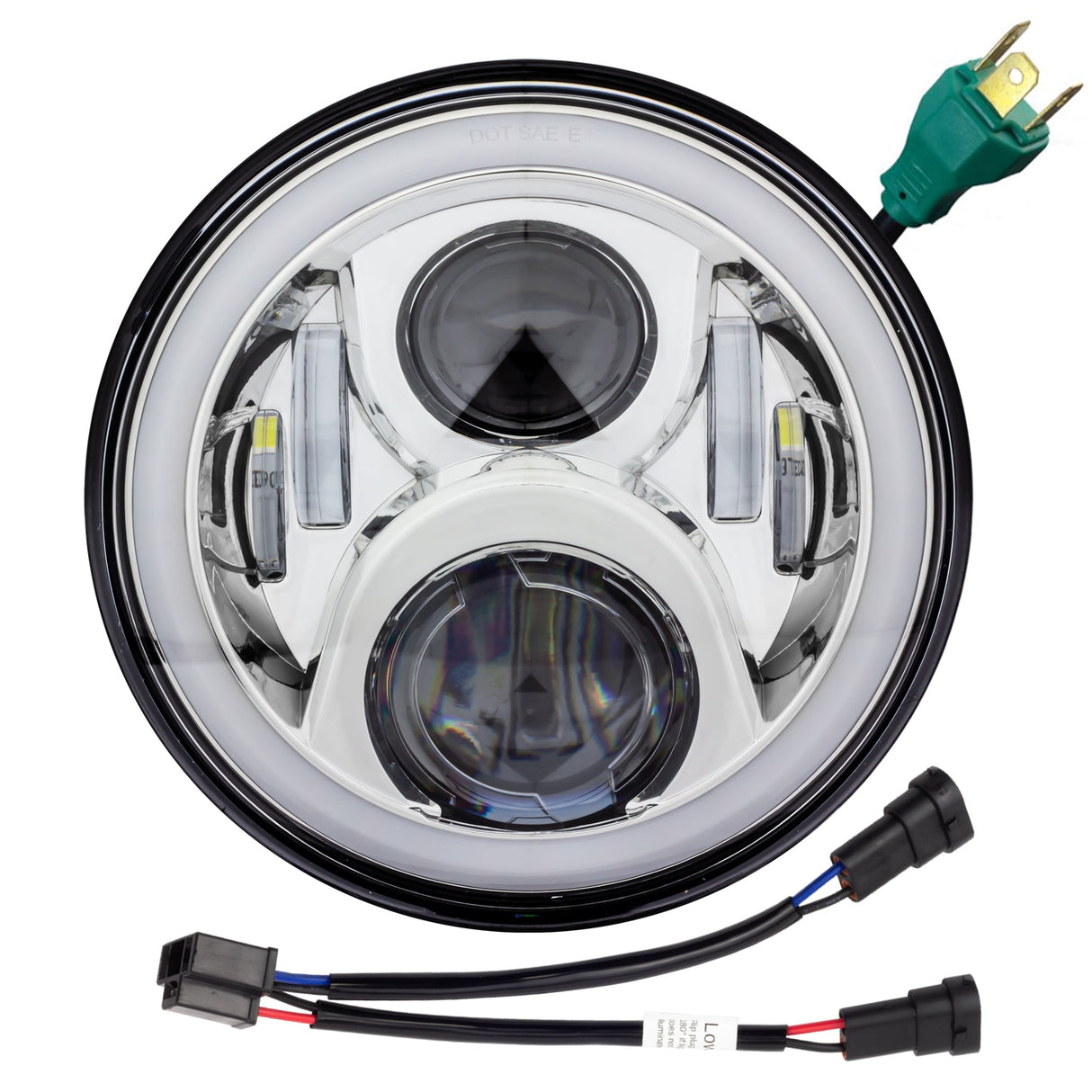 Eagle Lights 7" LED Headlight with LED Halo Ring for Harley-Davidson® and Indian® Motorcycles - Generation II / Chrome Kit