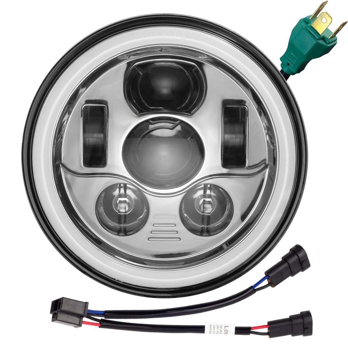 Eagle Lights 7" LED Headlight Kit with Halo Ring for Harley-Davidson® and Indian® Motorcycles - Generation III / Chrome