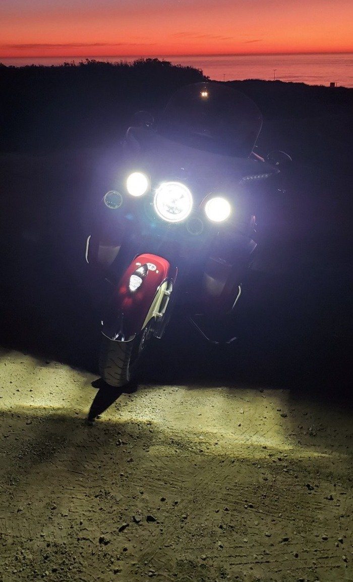 Eagle Lights 7" LED Headlight and 4.5" LED Passing Light Kit with Halo Rings for Harley-Davidson® & Indian® Motorcycles - Generation III / Chrome / Halo Ring