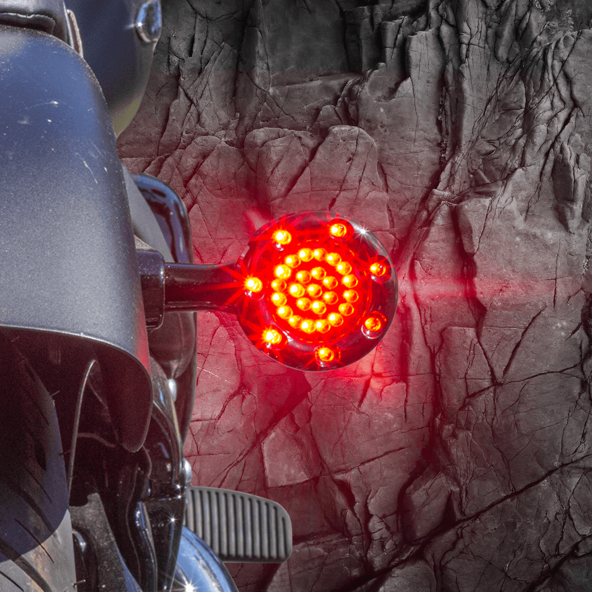 Eagle Lights 2” Infinity Beam Front and Rear (1156) LED Turn Signal Kit w/ Running LED Light Ring Covers for Harley-Davidson® Motorcycles