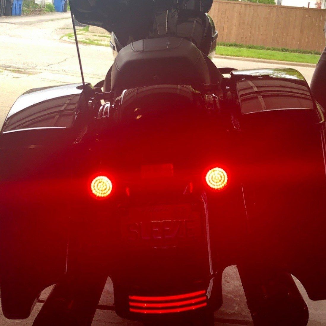 Eagle Lights 2" Rear LED Turn Signals, Running and Brake Lights for Harley-Davidson® Motorcycles- Generation I / 1157 Base / Red