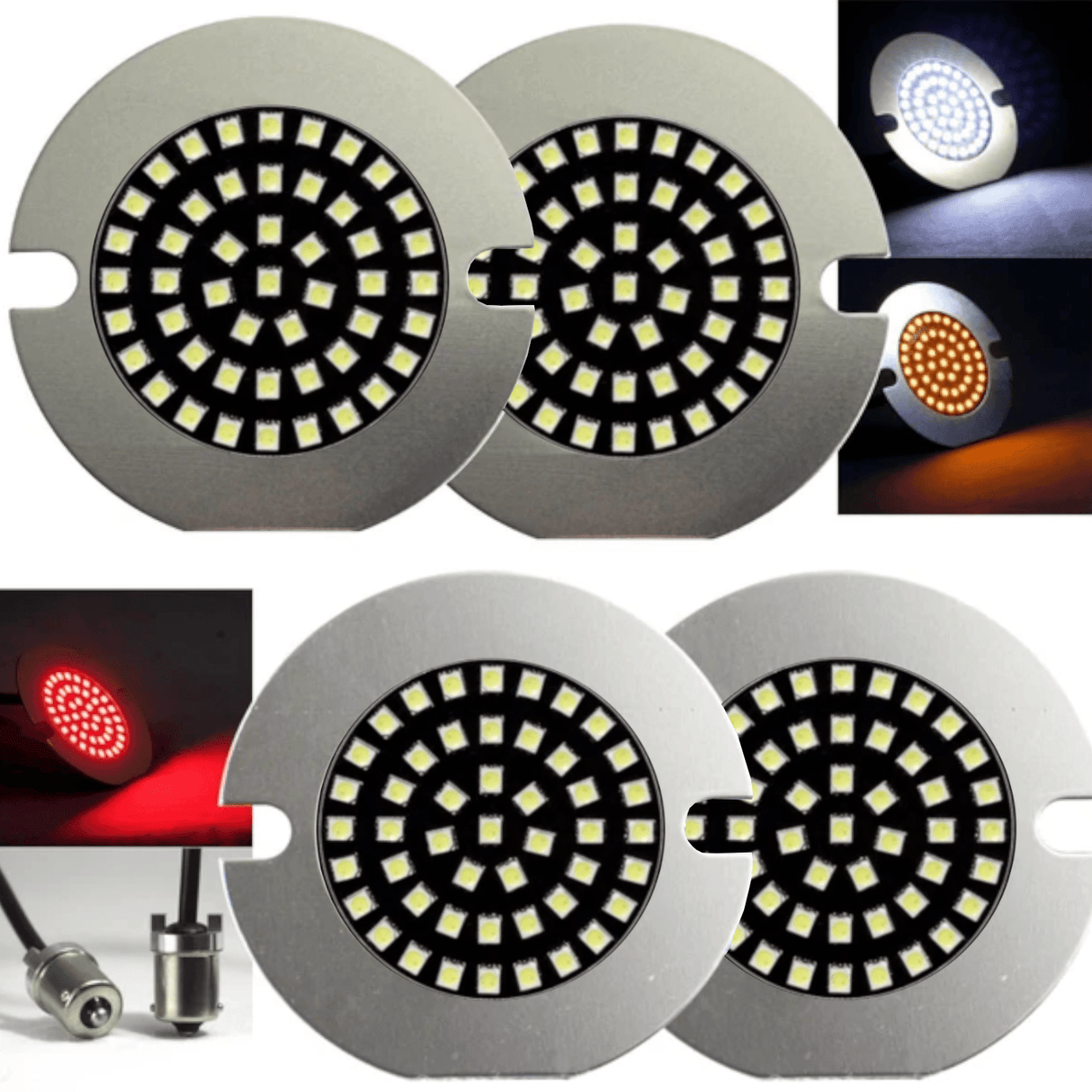 Eagle Lights Midnight Edition 3 1/4" Front and Rear LED Turn Signals For Harley-Davidson® Motorcycles - 1157 Base Front / 1156 Base Rear