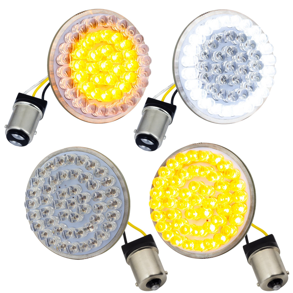 Eagle Lights 2” LED Turn Signal and Running Light Kit for Harley-Davidson® Motorcycles - Generation I / 1157 Front / 1156 Amber Rear