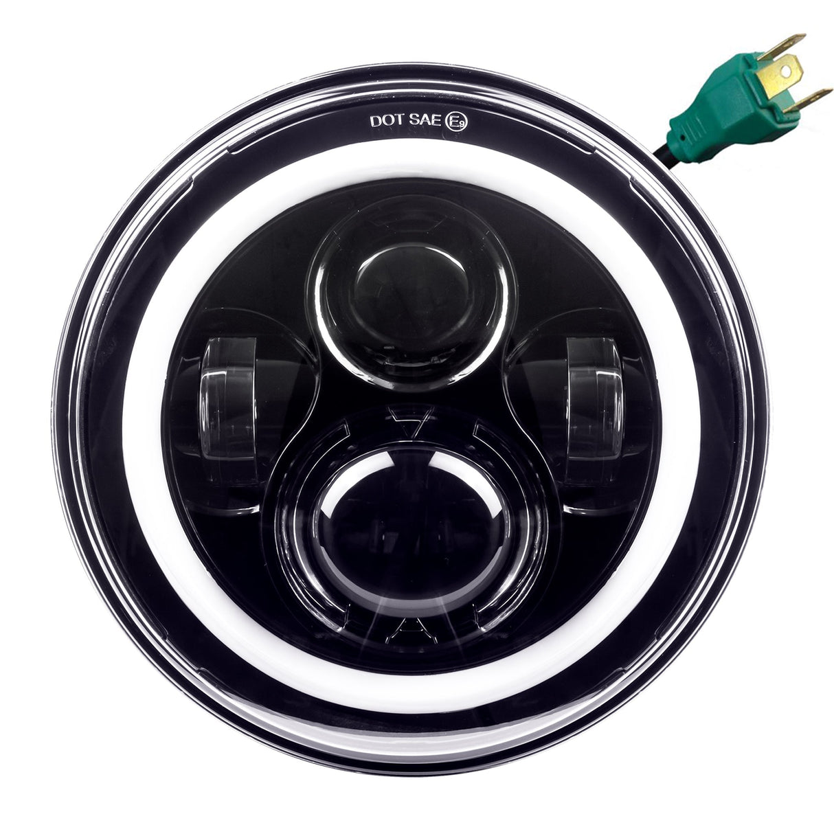 Eagle Lights 7" LED Headlight with LED Halo Ring for Harley-Davidson® and Indian® Motorcycles - Generation I / Black Kit