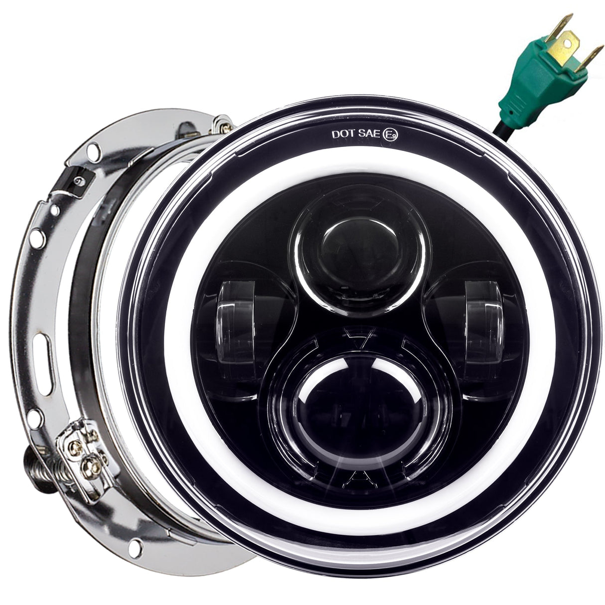 Eagle Lights 7" LED Headlight with LED Halo Ring for Harley-Davidson® and Indian® Motorcycles - Generation I / Black Kit