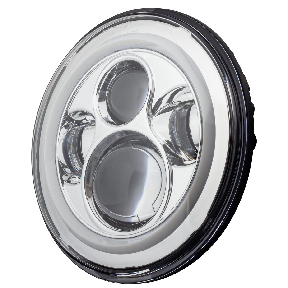 Eagle Lights 7" LED Headlight and 4.5" LED Passing Light Kit with Halo Rings for Harley-Davidson® and Indian Motorcycles - Generation I / Chrome