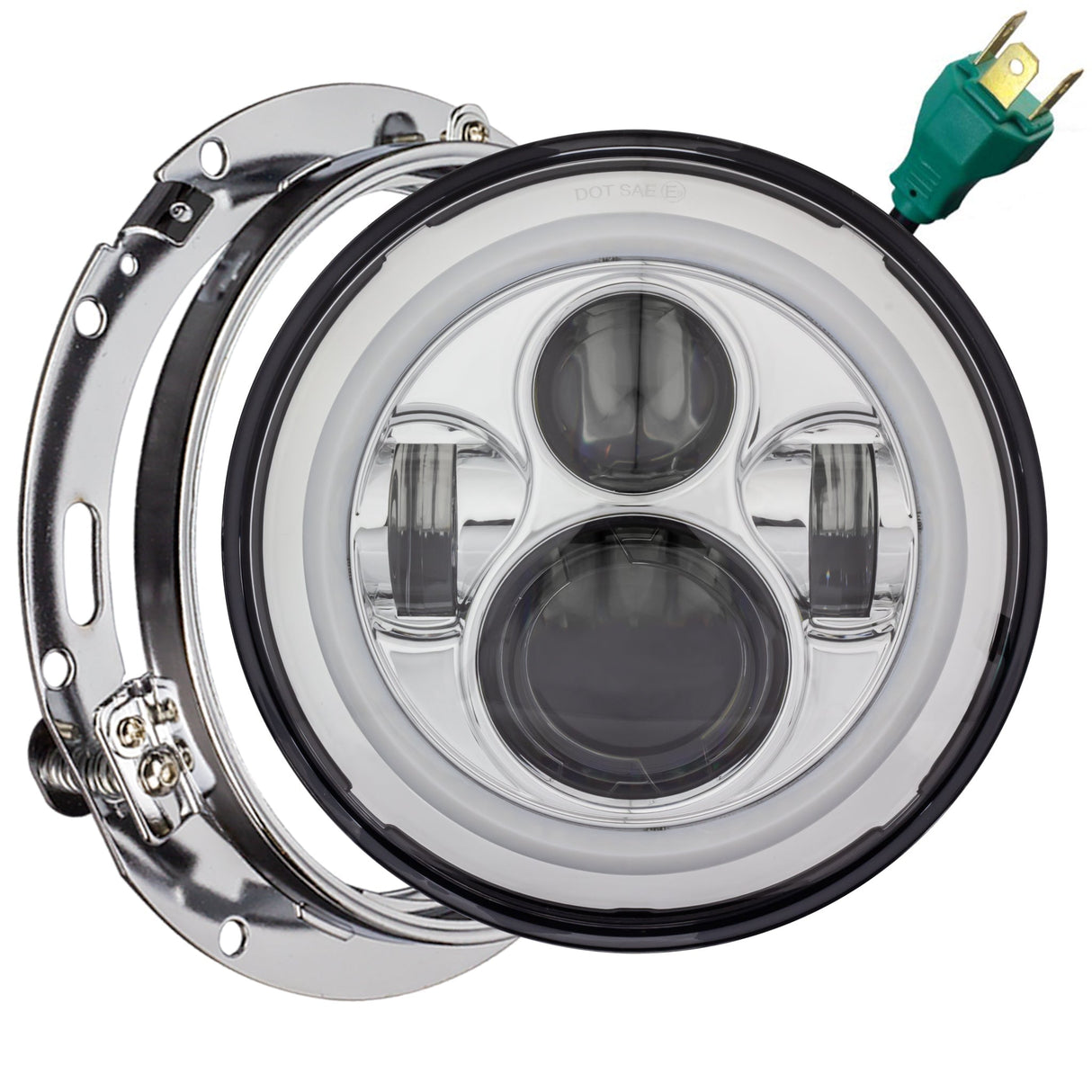 Eagle Lights 7" LED Headlight with LED Halo Ring for Harley-Davidson® and Indian® Motorcycles - Generation I / Chrome Kit