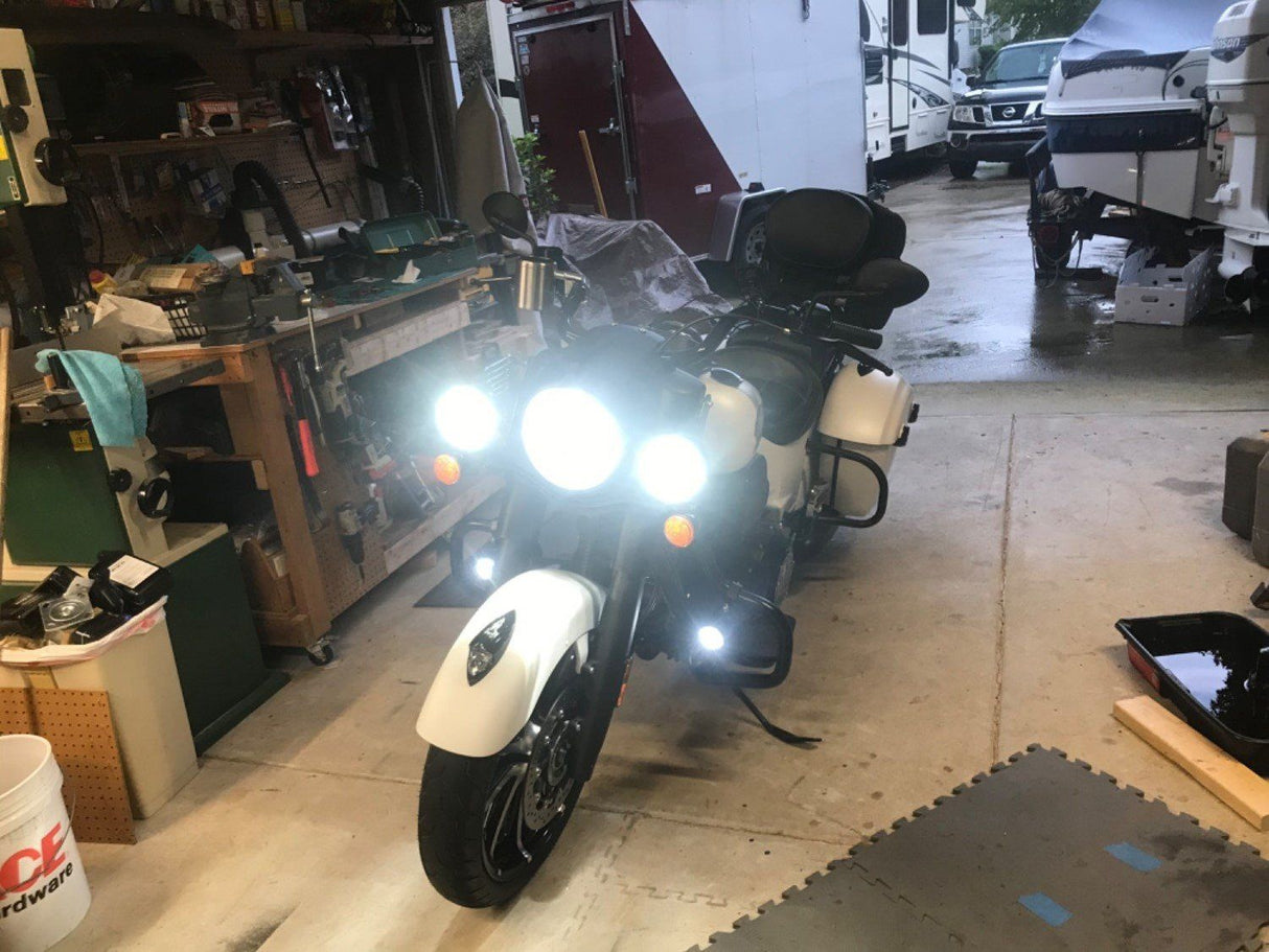 Eagle Lights 7" LED Headlight and 4.5" LED Passing Light Kit with Halo Rings for Harley-Davidson® & Indian® Motorcycles - Generation III / Black / Halo Ring