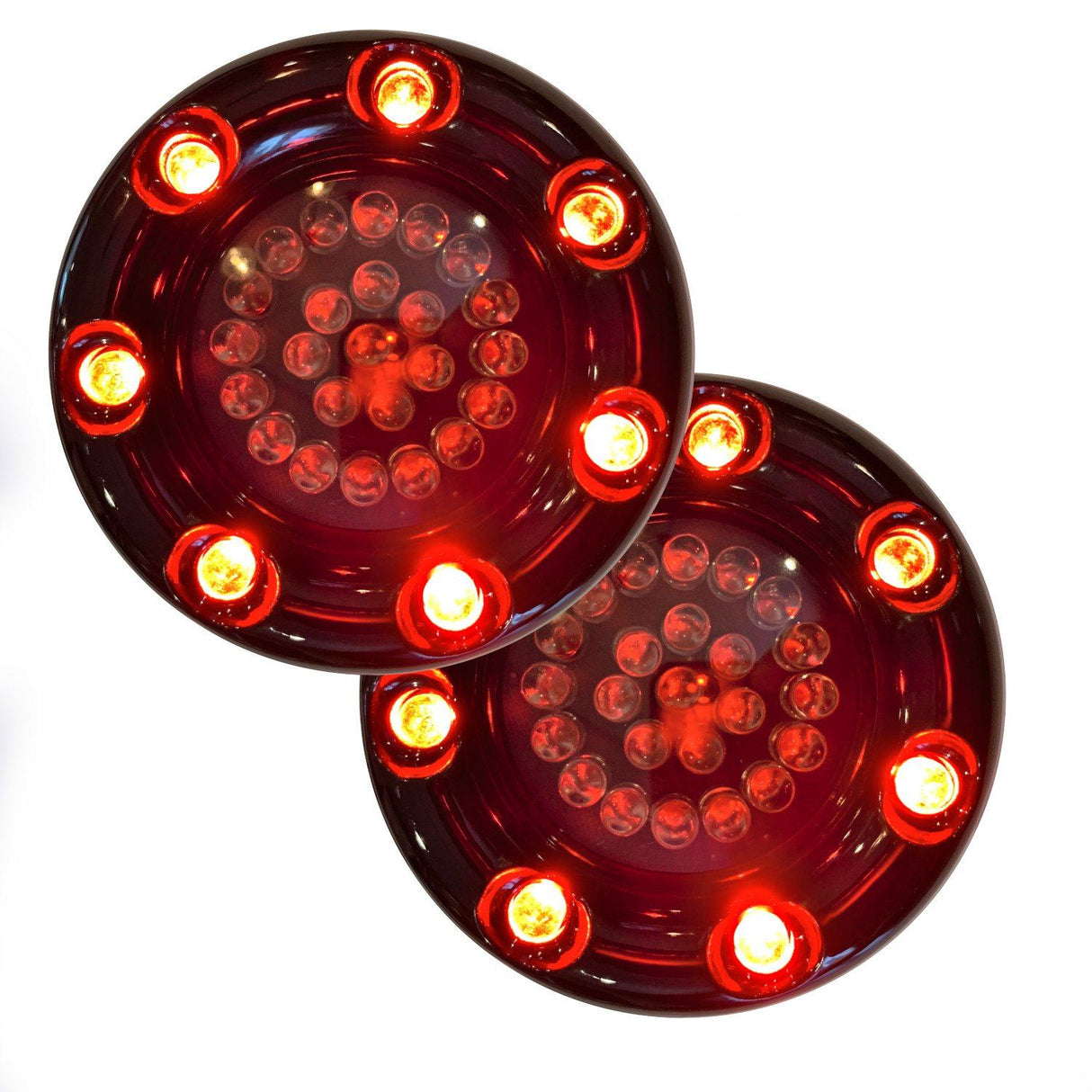 Eagle Lights Infinity Beam 2” Rear LED Turn Signals w/ Running and Brake Lights LED Ring Covers for Harley-Davidson® - Rear 1157 / Red LEDs