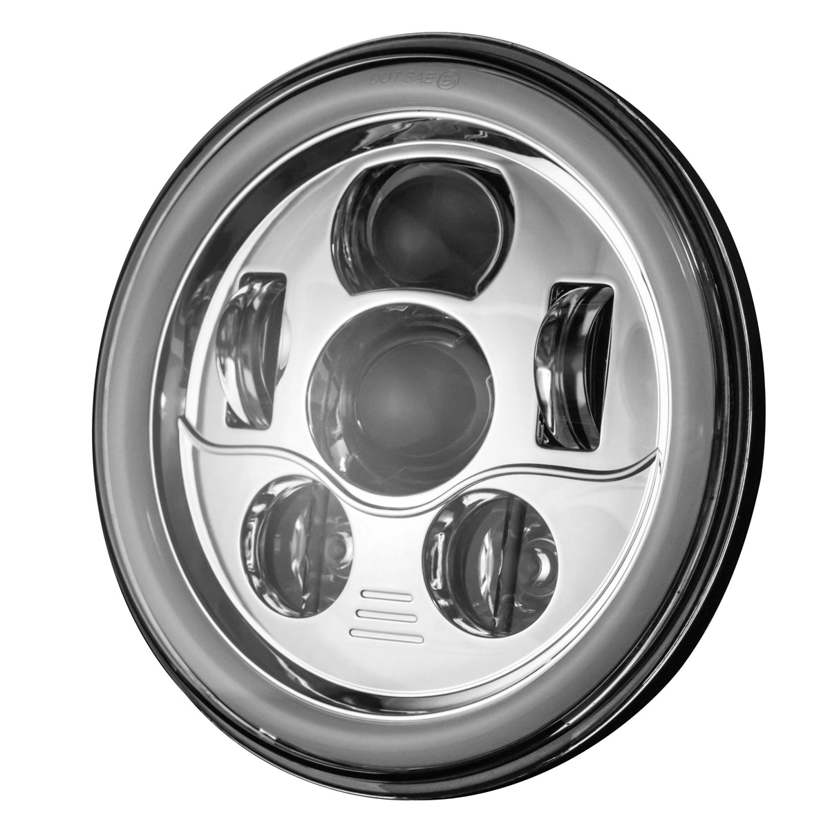 Eagle Lights 7" LED Headlight and 4.5" LED Passing Light Kit with Halo Rings for Harley-Davidson® & Indian® Motorcycles - Generation III / Chrome / Halo Ring