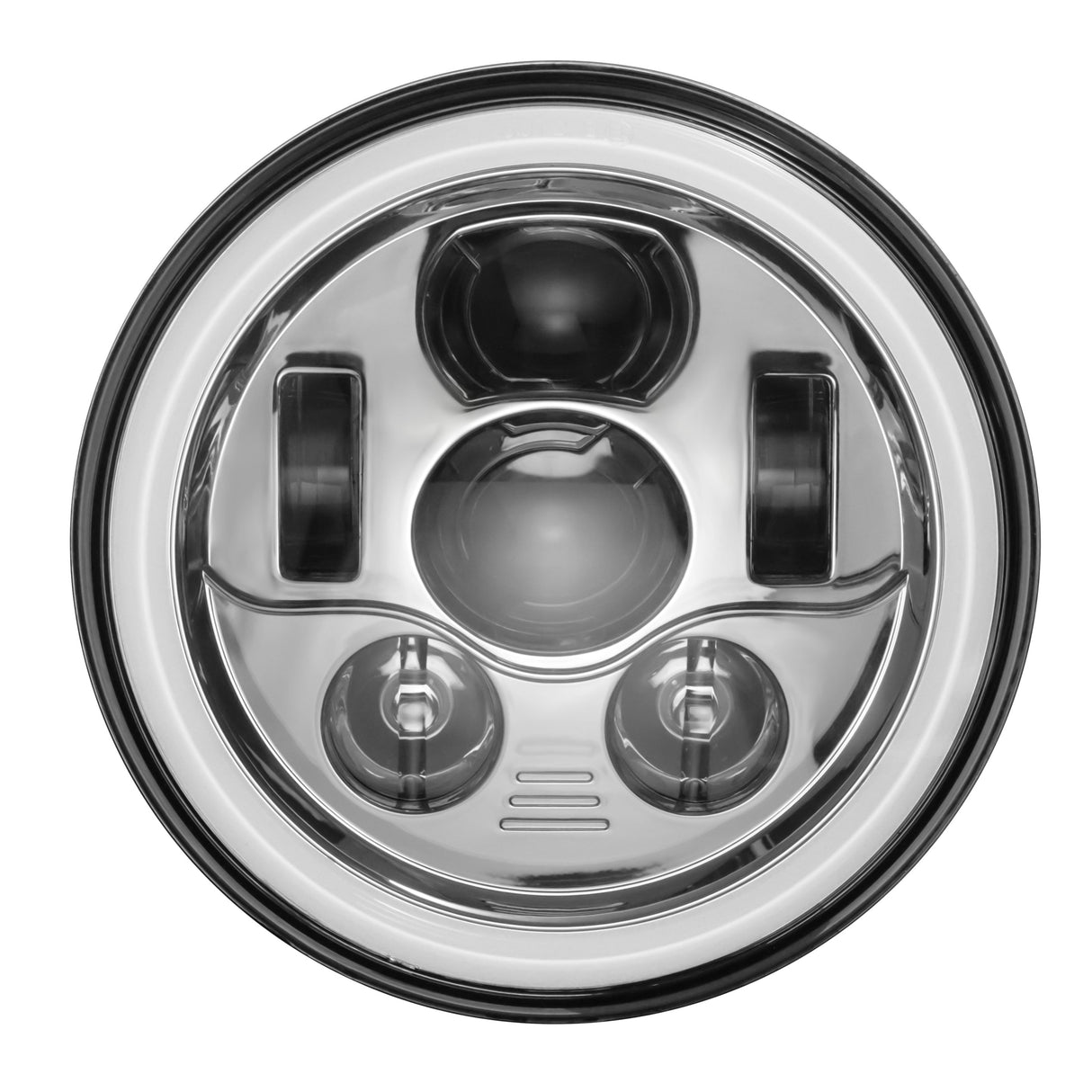 Eagle Lights 7" LED Headlight and 4.5" LED Passing Light Kit with Halo Rings for Harley-Davidson® & Indian® Motorcycles - Generation III / Chrome / Halo Ring