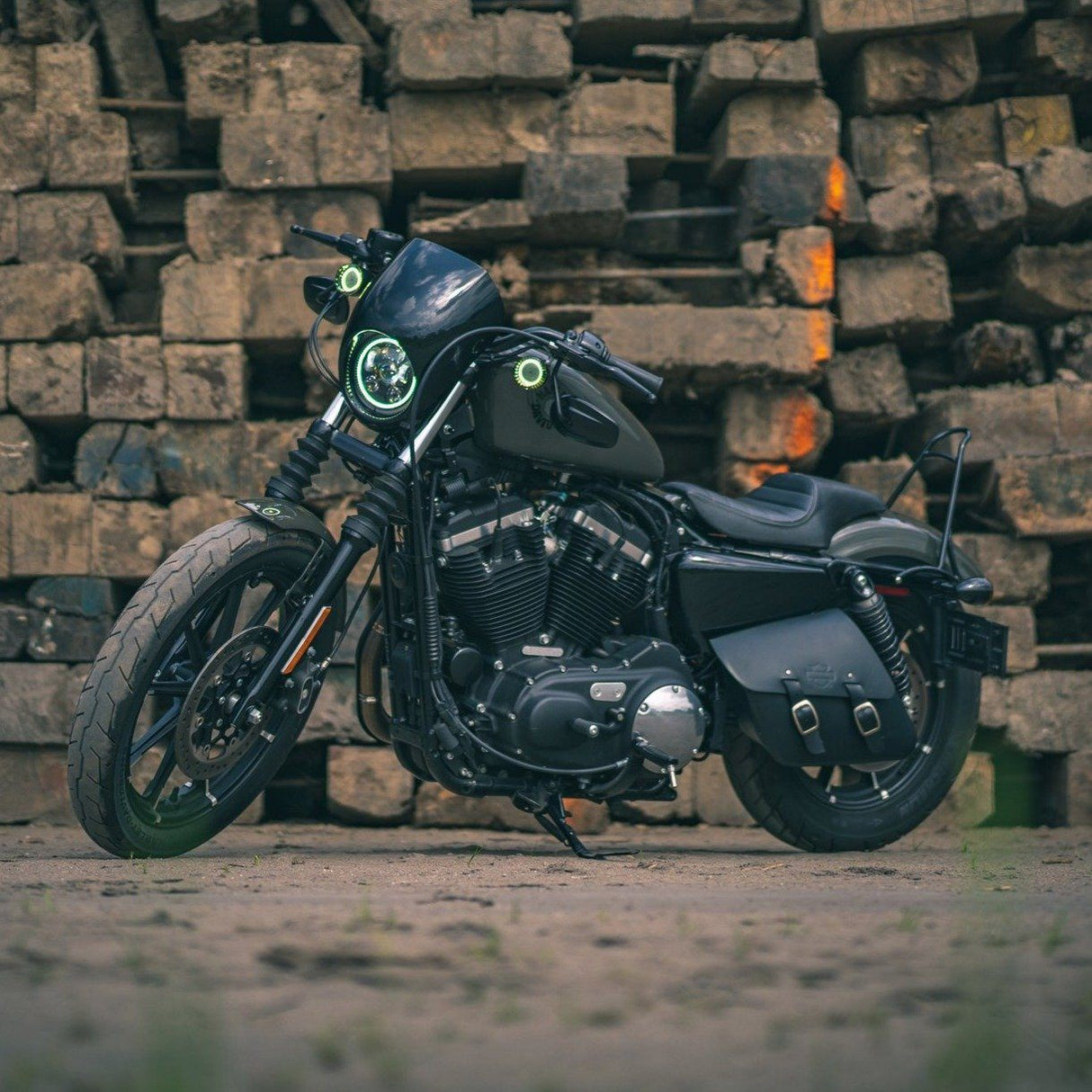 Eagle Lights 5 3/4" LED Headlight Kit with Halo Ring for Harley-Davidson® and Indian® Motorcycles - Generation III / Black