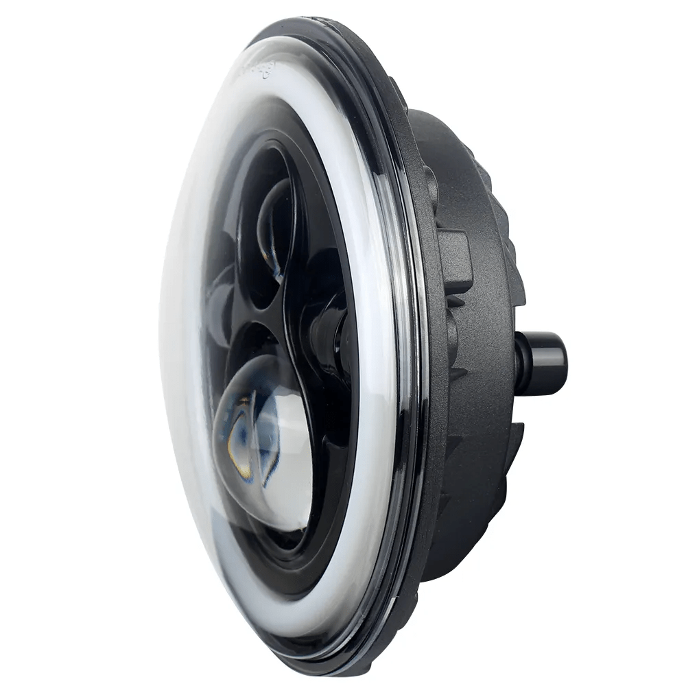 Eagle Lights 7" LED Headlight with LED Halo Ring for Harley Davidson and Indian Motorcycles - Generation I / Black Kit