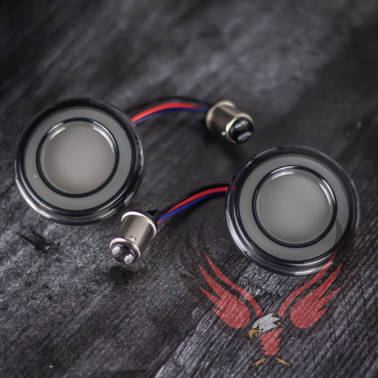 Eagle Lights HALOS 2" Front and Rear LED Turn Signals for Harley-Davidson® Motorcycles - Front (1157) / Rear (1157)