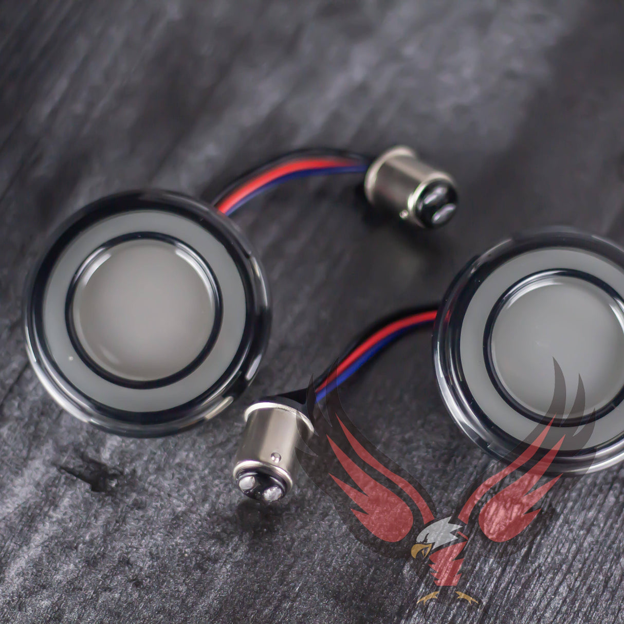 Eagle Lights HALOS 2" Front and Rear LED Turn Signals for Harley-Davidson® Motorcycles - Front (1157) / Rear (1156)