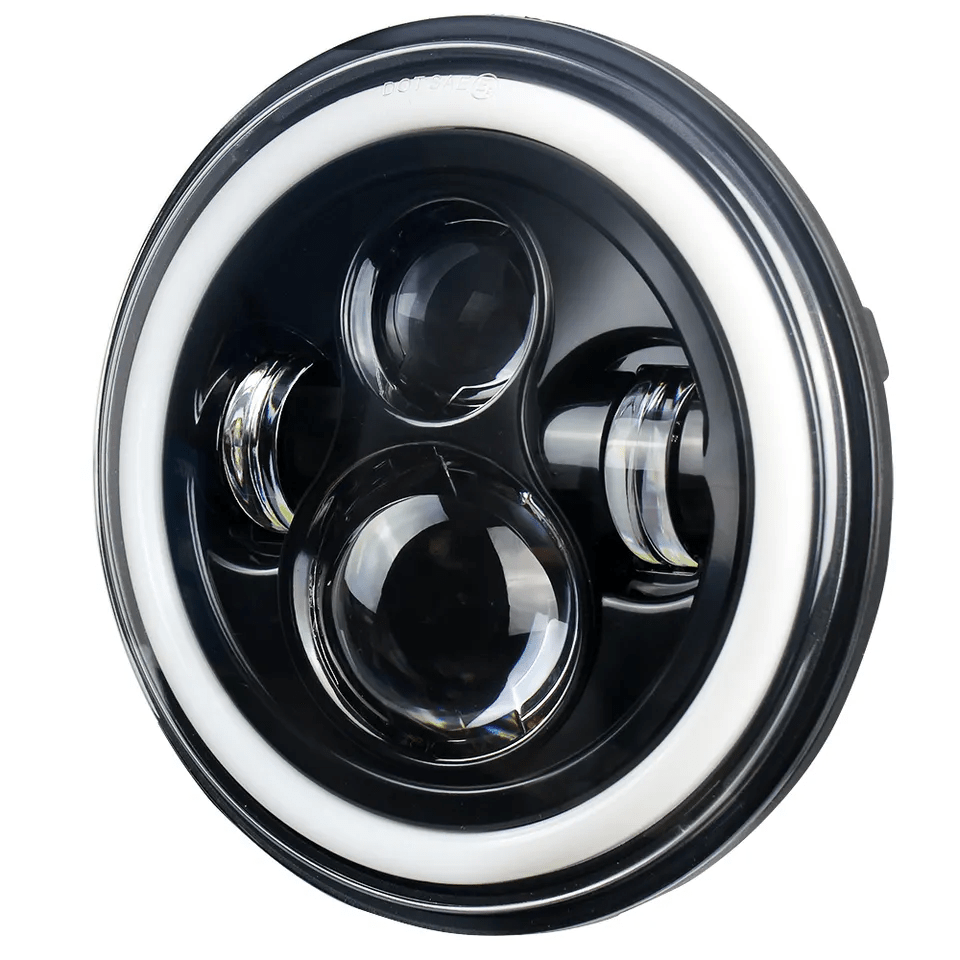 Eagle Lights 7" LED Headlight with LED Halo Ring for Harley-Davidson® and Indian® Motorcycles - Generation I / Black Kit