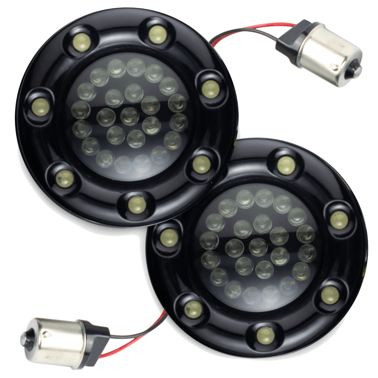 Eagle Lights Infinity Beam 2” Rear LED Turn Signals with LED Ring Covers for Harley-Davidson® - Rear 1156 / Red LEDs