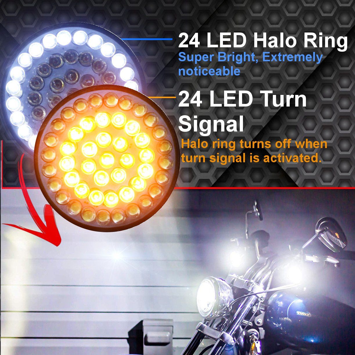 2” LED Front Turn Signals - Eagle Lights 2” Bullet Style Front LED Turn Signal W/ Running Light Kit For Harley Davidson - (2) Front Turn Signals