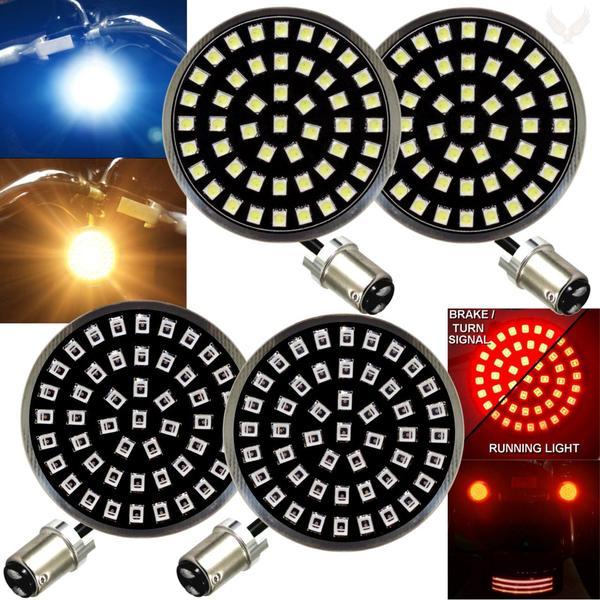 Eagle Lights Midnight Edition Front and Rear Turn Signals, Running Lights and Strobing Rear LED Turn Signal Kit for Harley-Davidson® Motorcycles - 1157 Front Base / 1157 Rear Base