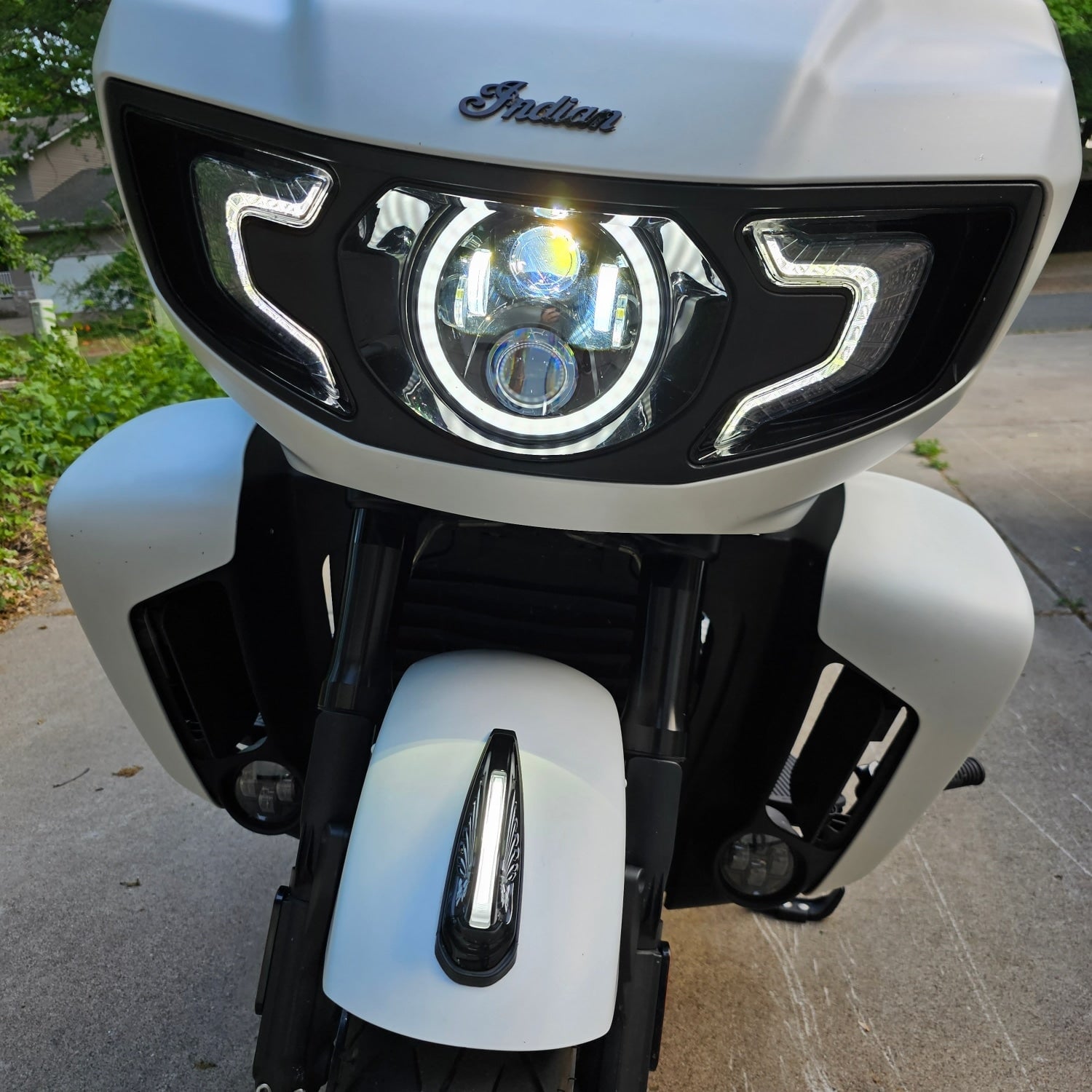 The Eagle Lights Generation II Indian Challenger LED Headlight Kit with Halo Ring