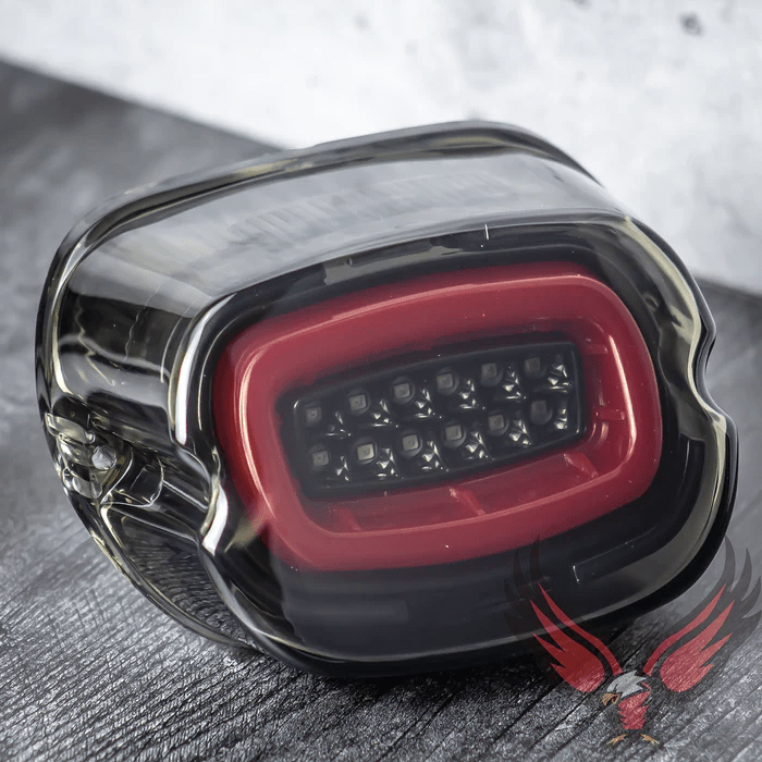 Eagle Lights HALOS Layback LED Tail Light with Turn Signals for Harley Davidson Motorcycles: Enhancing Style and Safety with LED Technology