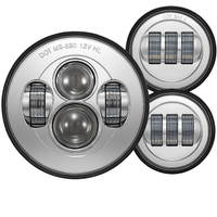 Eagle Lights 7" LED Headlight and 4.5" LED Passing Light Kit for Harley Davidson and Indian Motorcycles - Generation I / Chrome