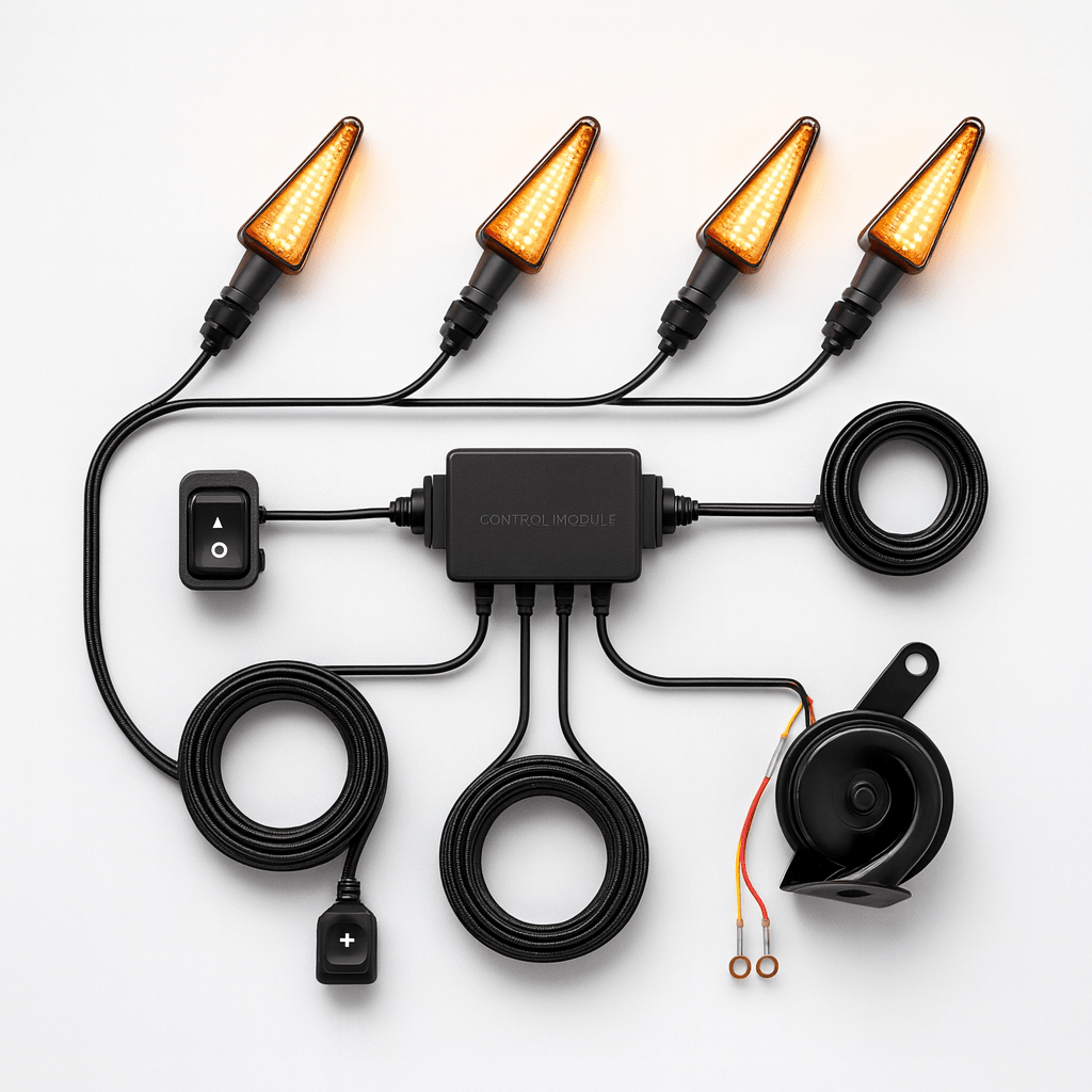 Eagle Lights TrailSignal UTV Turn Signal & Horn Kit — Plug-and-Play, Universal Fit (4 Amber LEDs)