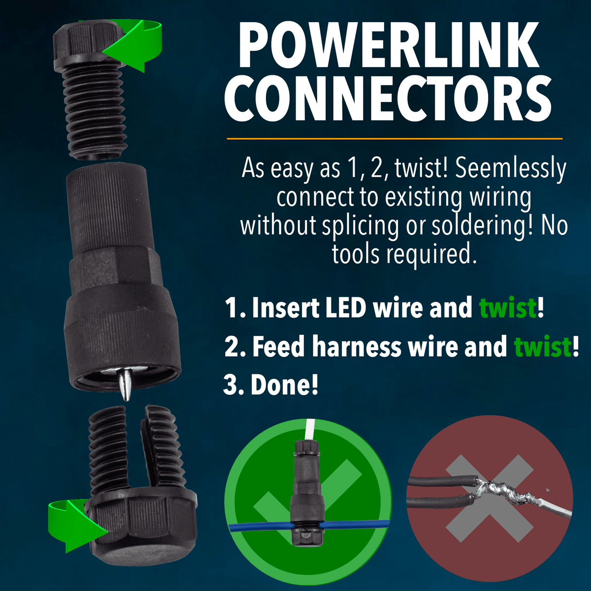 Eagle Lights PowerLink Connectors for 18 - 20 Gauge Wire - 25 Pack