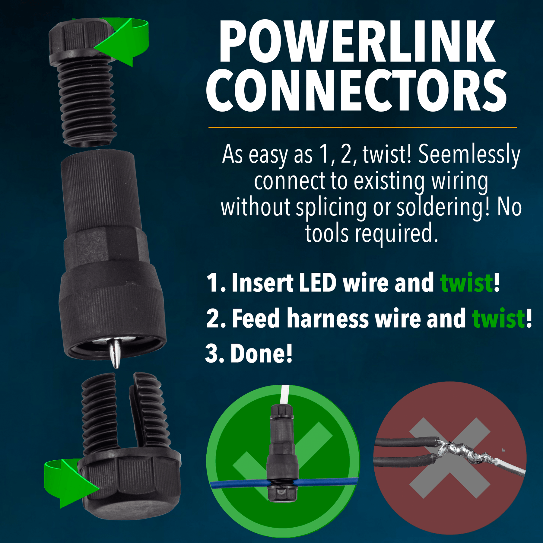 Eagle Lights PowerLink Connectors for 18 - 20 Gauge Wire - 25 Pack