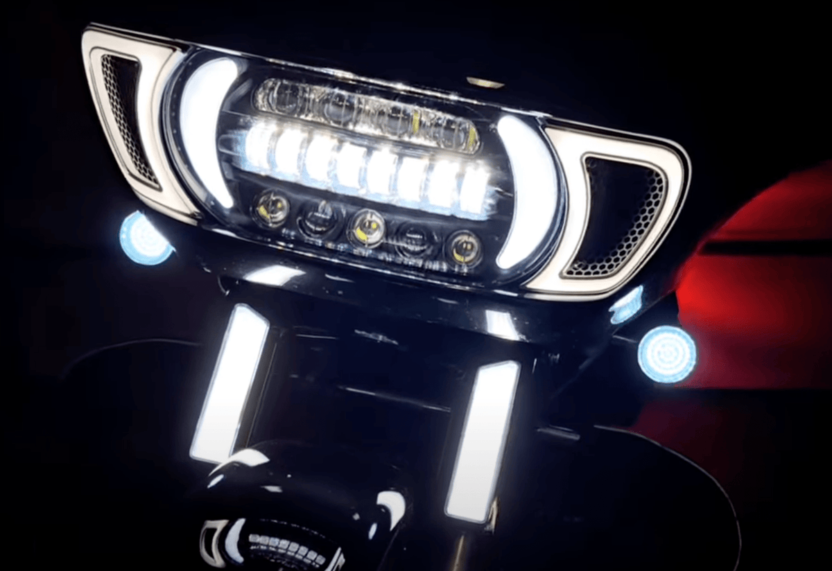 Eagle Lights LED Projection Headlight for Harley Davidson 2015 or Newer Road Glide with HALOS Vent Insert Light Combo Kit